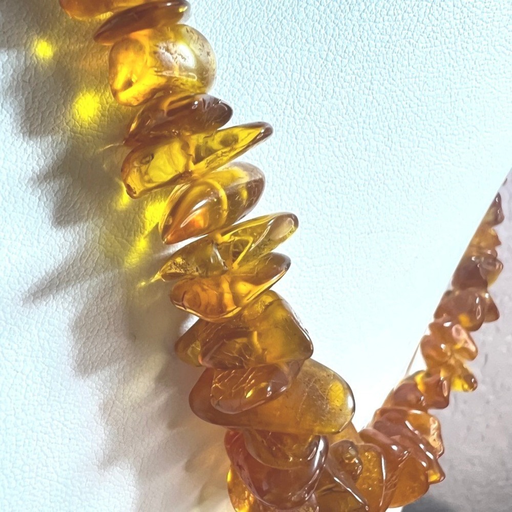 Vintage Baltic Amber Nugget Necklace Honey Yellow Cognac Barrel Clasp 31g 16 - Picture 9 of 11